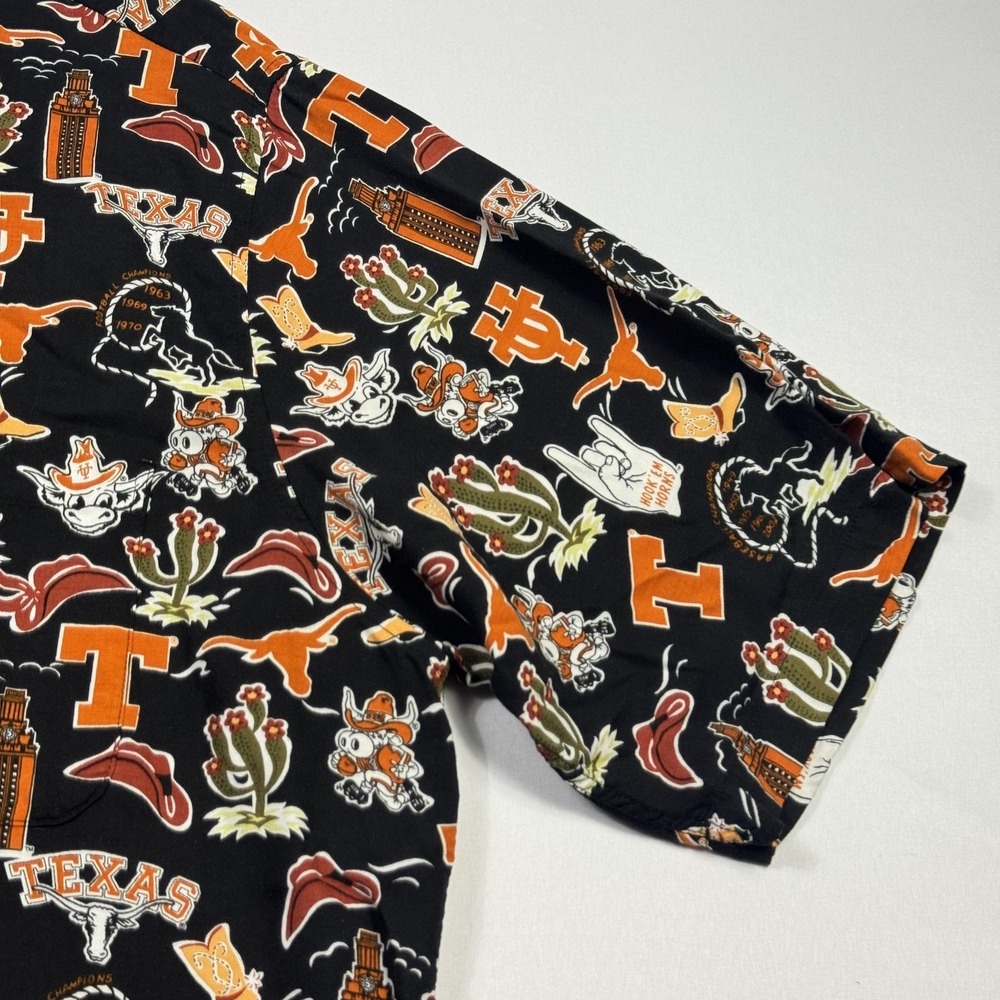 Reyn Spooner Texas‎ Longhorns Shirt Mens 2XL Black NCAA Baseball Rayon Aloha - Picture 3 of 10
